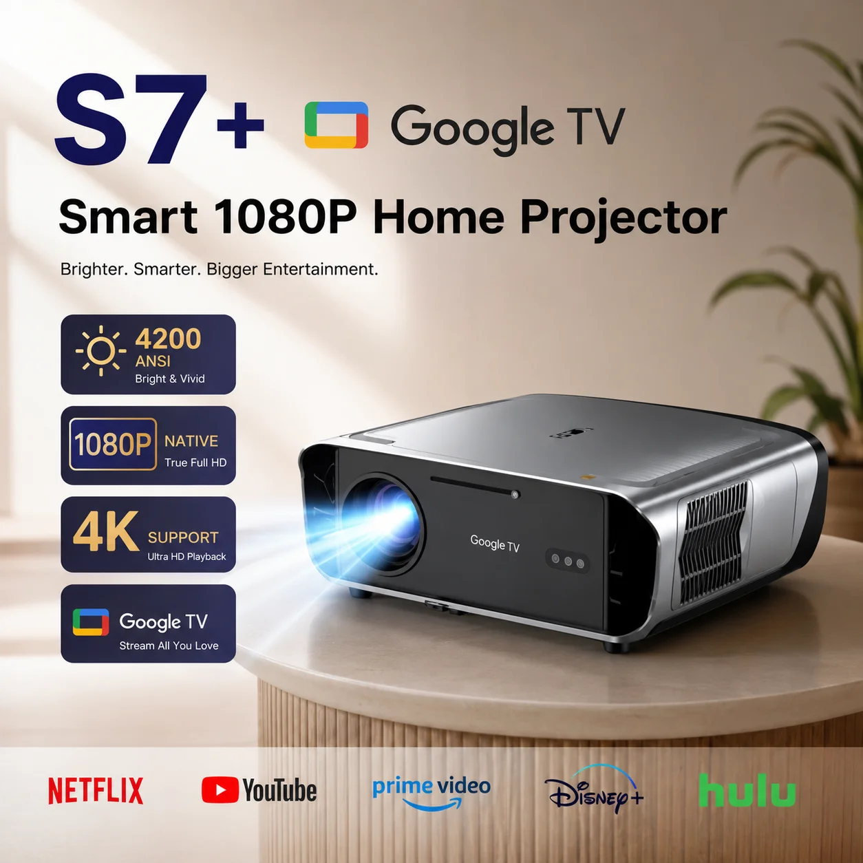 Home Cinema With Wireless Rear Speakers - جهاز عرض S7 بدقة 4200ANSI ودقة