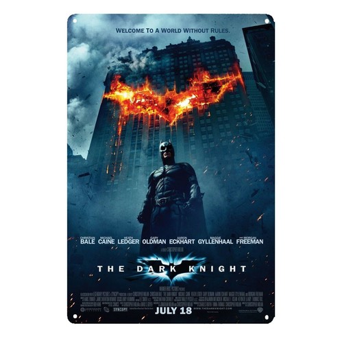 Home Cinema Decor - لوحة معدنية لفيلم الفارس الأسود -